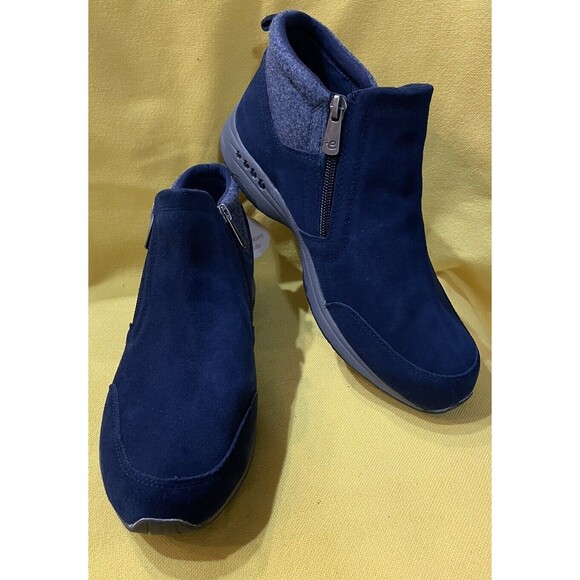 Easy Spirit Suede Navy Blue Zippered Ankle Boots Size 9.5 NEW W Tags/Box - Picture 1 of 12